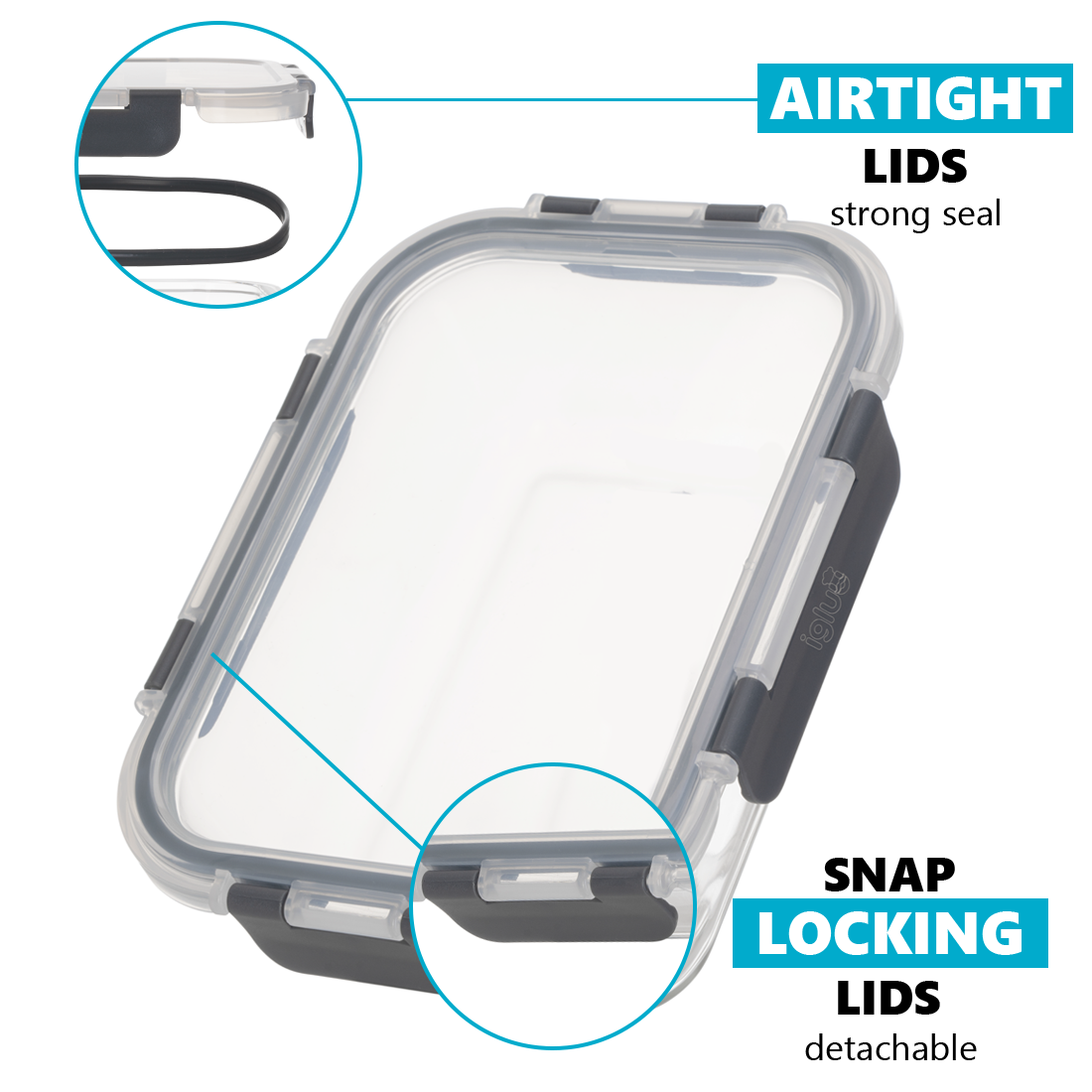 Glass Food Storage Containers with Airtight Lids - 1050ml