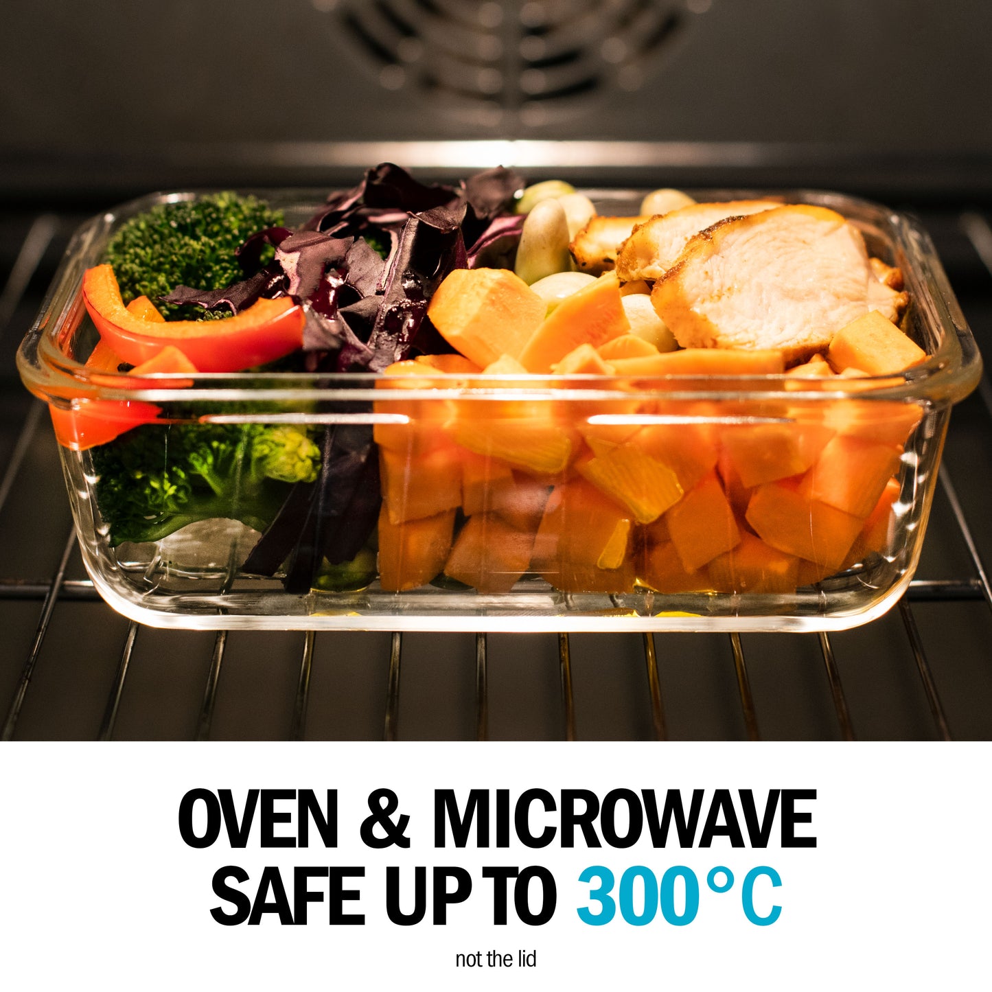 Glass Food Storage Containers with Airtight Lids - 1050ml