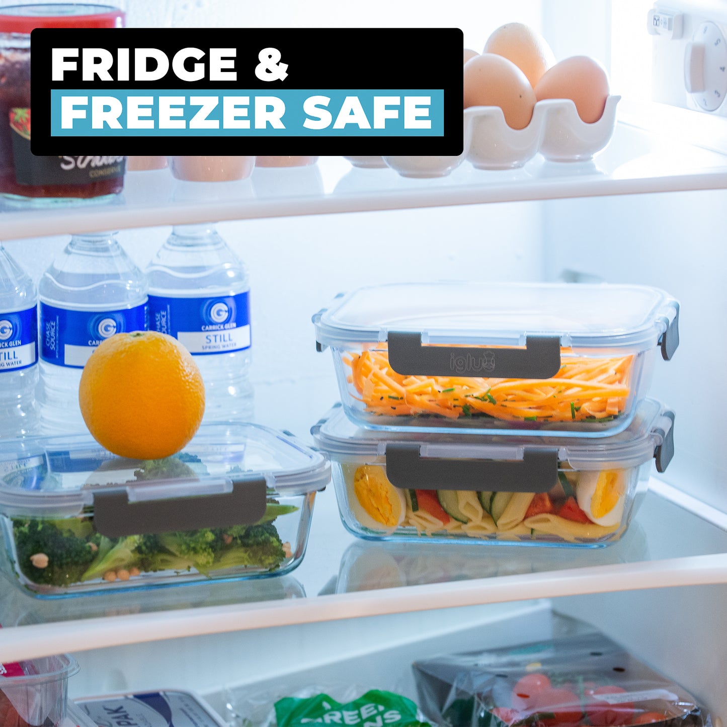 Glass Food Storage Containers with Airtight Lids - 1050ml