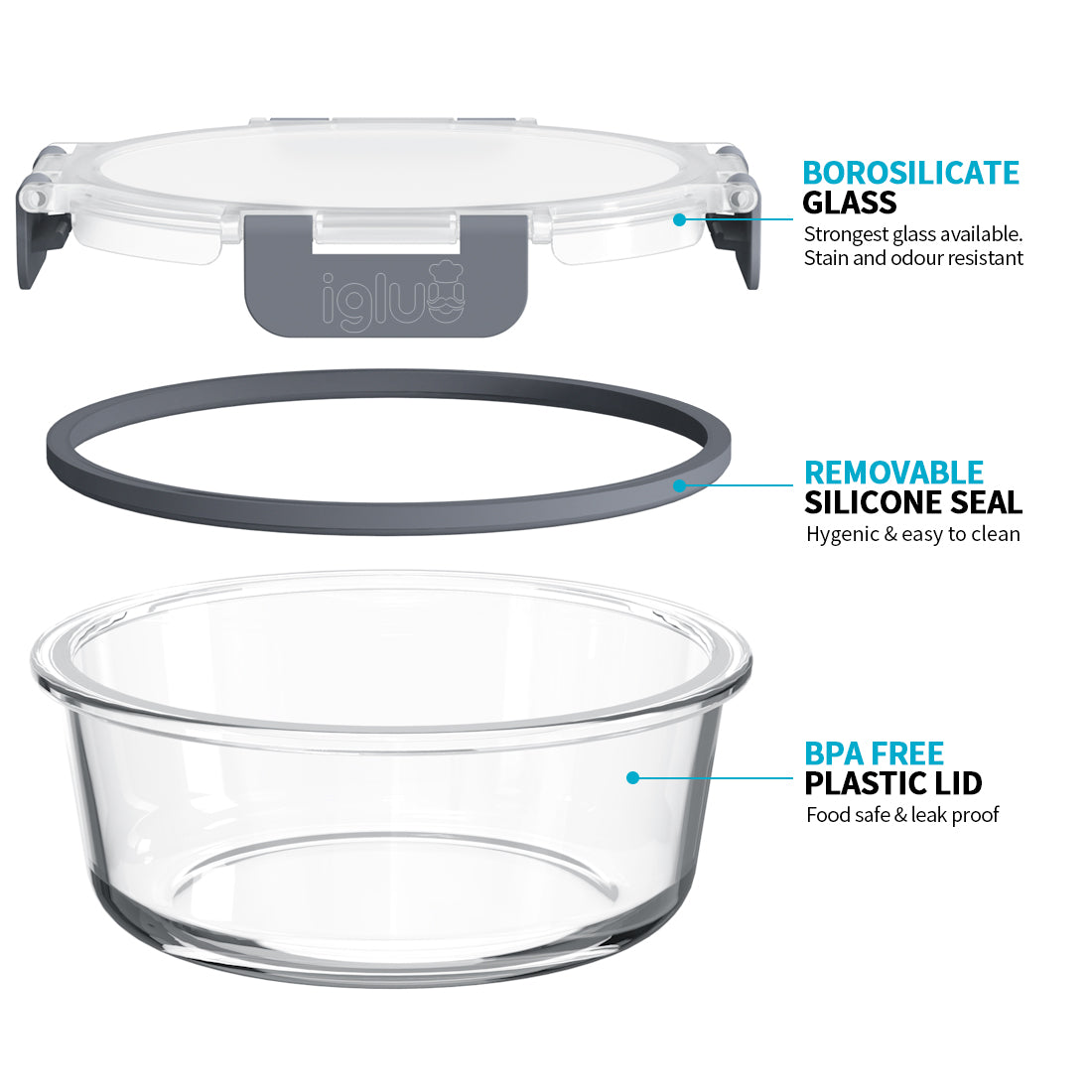 ROUND Glass Meal Prep Containers - 10 Pack