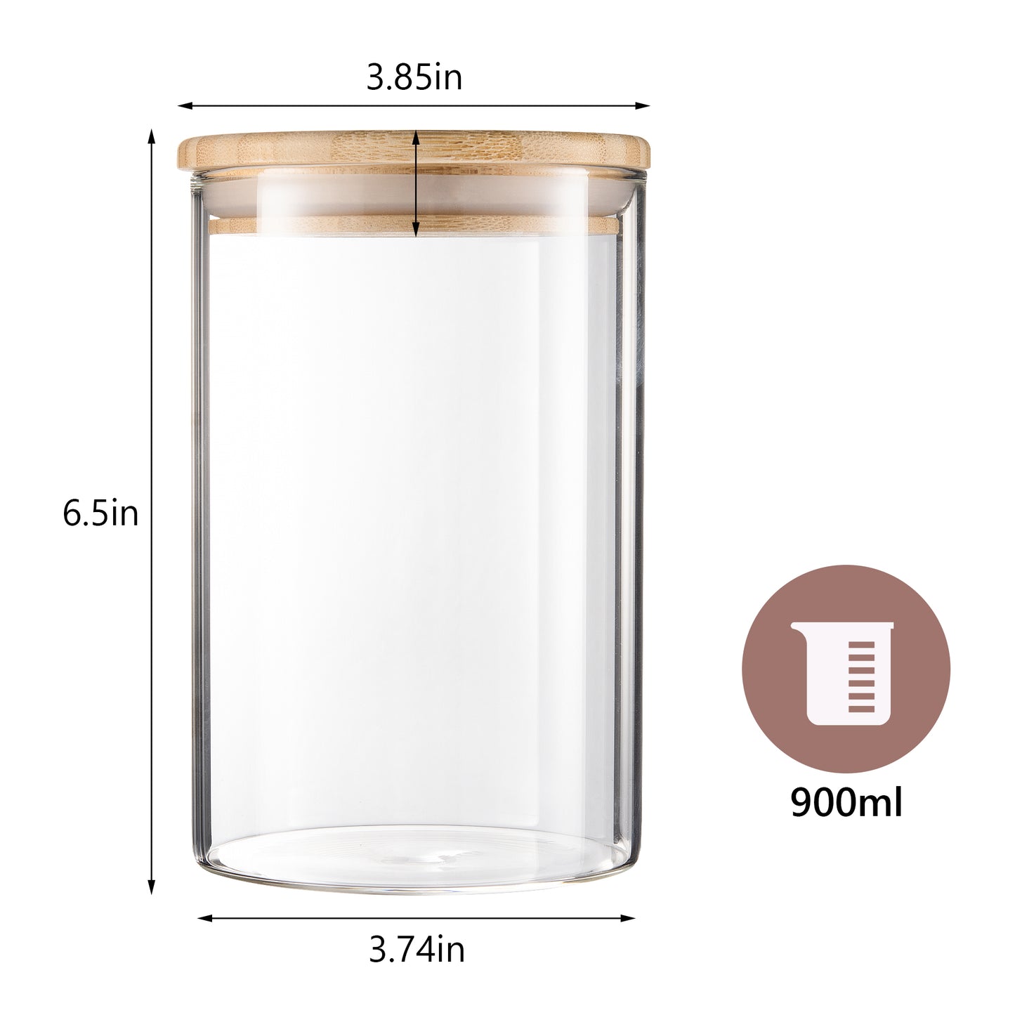 Glass Storage Jars with Bamboo Lids 900ml - Set of 3